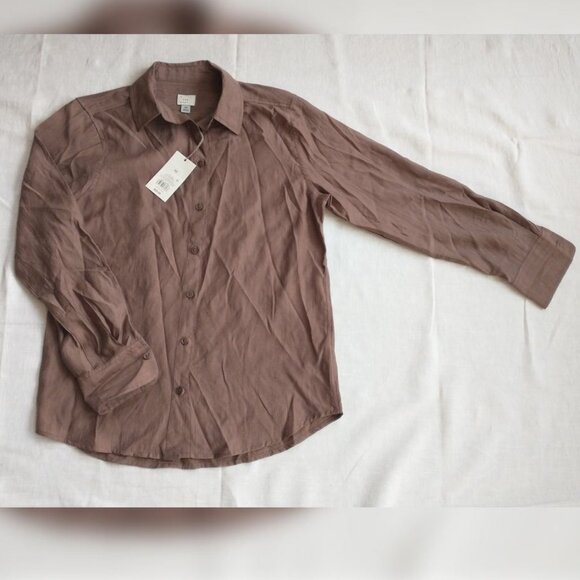 NWT A New Day tan button-down shirt. Size XS - Picture 2 of 9